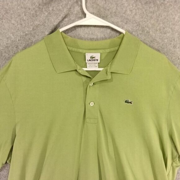 Lacoste Polo Shirt Mens Size 6 Lime Green Short Sleeve Solid Golf Solid Casual - Picture 2 of 13